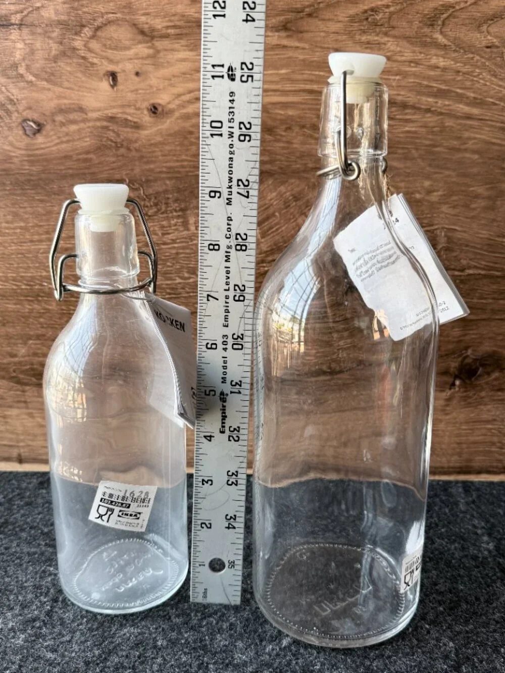 NWT IKEA KORKEN Glass Bottle Set 17oz & 34oz